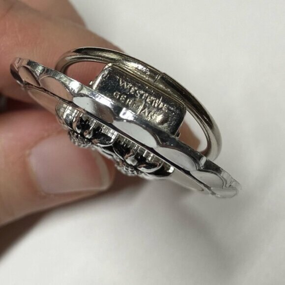 Sunflower Round Scarf Clip Silver-Tone Mother of Pearl Inlay Vintage W. Germany - Picture 6 of 6